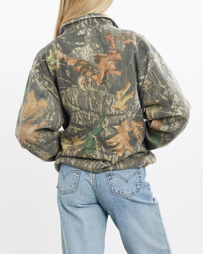 Vintage, 90s, Realtree, Camo, Quarter, Zip, Sweatshirt, The Real Deal, size small, colour Green, newtown, sydney, australia, thrift store, opshop, preloved, secondhand, sustainable, retro, antique, 70s, 80s, 90s, 2000s, 00s, fashion, clothing, streetwear, trendy, garment, style, boutique, store, shop, archive, sale, cheap, best, top, Sweats and hoodies