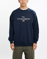 Vintage, NFL, New, England, Patriots, Sweatshirt, The Real Deal, size large, colour Navy, newtown, sydney, australia, thrift store, opshop, preloved, secondhand, sustainable, retro, antique, 70s, 80s, 90s, 2000s, 00s, fashion, clothing, streetwear, trendy, garment, style, boutique, store, shop, archive, sale, cheap, best, top, Sweats and hoodies