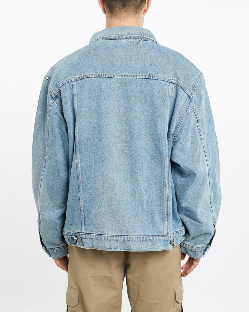 Vintage, Wrangler, Flannelette, Lined', Denim, Jacket, The Real Deal, size extra large, colour Blue, newtown, sydney, australia, thrift store, opshop, preloved, secondhand, sustainable, retro, antique, 70s, 80s, 90s, 2000s, 00s, fashion, clothing, streetwear, trendy, garment, style, boutique, store, shop, archive, sale, cheap, best, top, Jackets