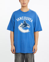 Vintage, 90s, NHL, Vancouver, Canucks, Tee, The Real Deal, size extra large, colour Blue, newtown, sydney, australia, thrift store, opshop, preloved, secondhand, sustainable, retro, antique, 70s, 80s, 90s, 2000s, 00s, fashion, clothing, streetwear, trendy, garment, style, boutique, store, shop, archive, sale, cheap, best, top, T-Shirts