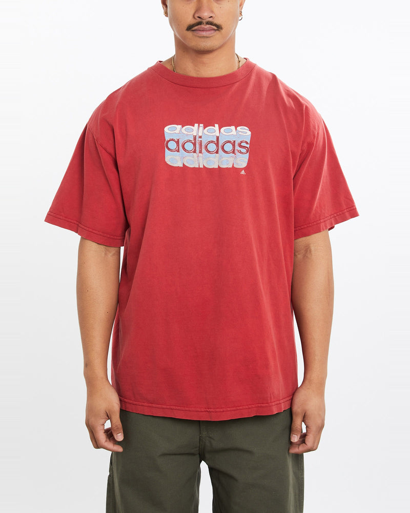 Vintage, Adidas, Tee, The Real Deal, size large, colour Red, newtown, sydney, australia, thrift store, opshop, preloved, secondhand, sustainable, retro, antique, 70s, 80s, 90s, 2000s, 00s, fashion, clothing, streetwear, trendy, garment, style, boutique, store, shop, archive, sale, cheap, best, top, T-Shirts