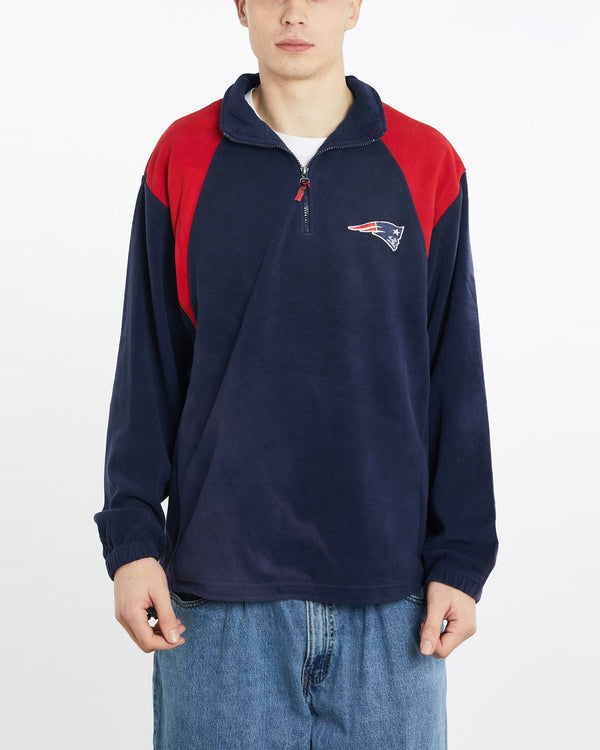 Vintage, NFL, New, England, Patriots, Quarter, Zip, Fleece, Sweatshirt, The Real Deal, size extra large, colour Multicolour, newtown, sydney, australia, thrift store, opshop, preloved, secondhand, sustainable, retro, antique, 70s, 80s, 90s, 2000s, 00s, fashion, clothing, streetwear, trendy, garment, style, boutique, store, shop, archive, sale, cheap, best, top, Sweats and hoodies