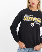Vintage, NFL, Pittsburgh, Steelers, Sweatshirt, The Real Deal, size extra small, colour Black, newtown, sydney, australia, thrift store, opshop, preloved, secondhand, sustainable, retro, antique, 70s, 80s, 90s, 2000s, 00s, fashion, clothing, streetwear, trendy, garment, style, boutique, store, shop, archive, sale, cheap, best, top, Sweats and hoodies