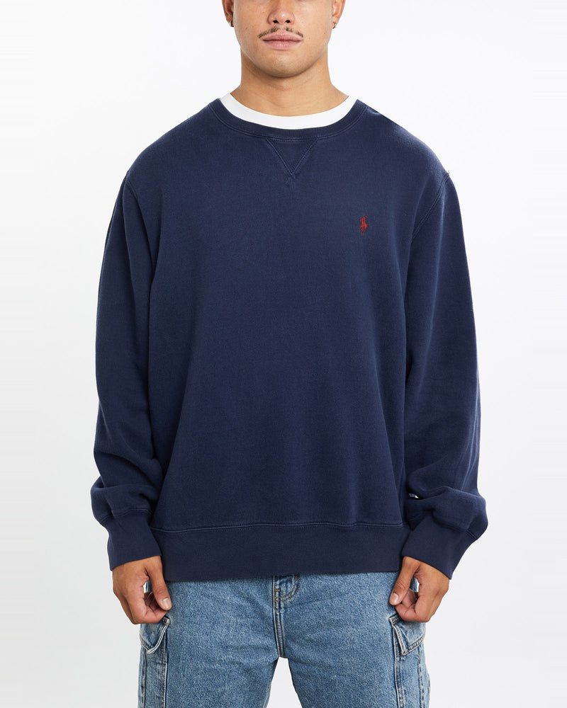 Vintage, 90s, Polo, Ralph, Lauren, Sweatshirt, The Real Deal, size extra large, colour Blue, newtown, sydney, australia, thrift store, opshop, preloved, secondhand, sustainable, retro, antique, 70s, 80s, 90s, 2000s, 00s, fashion, clothing, streetwear, trendy, garment, style, boutique, store, shop, archive, sale, cheap, best, top, Sweats and hoodies