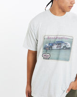 Vintage, Brad, Mueller, Racing, Tee, The Real Deal, size large, colour Grey, newtown, sydney, australia, thrift store, opshop, preloved, secondhand, sustainable, retro, antique, 70s, 80s, 90s, 2000s, 00s, fashion, clothing, streetwear, trendy, garment, style, boutique, store, shop, archive, sale, cheap, best, top, T-Shirts