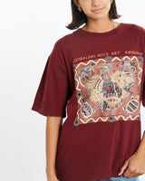 Vintage, Australian, Aboriginal, Rock, Art, Tee, The Real Deal, size medium, colour Burgundy, newtown, sydney, australia, thrift store, opshop, preloved, secondhand, sustainable, retro, antique, 70s, 80s, 90s, 2000s, 00s, fashion, clothing, streetwear, trendy, garment, style, boutique, store, shop, archive, sale, cheap, best, top, T-Shirts