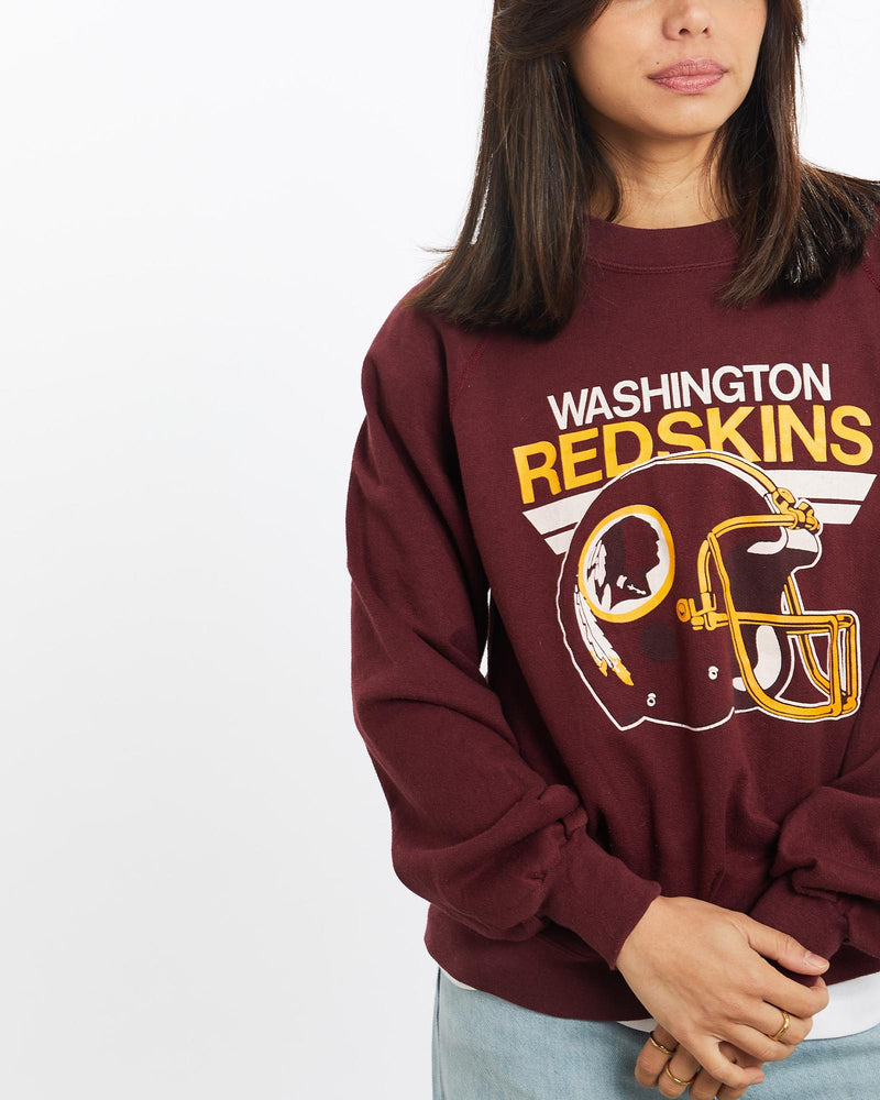 Vintage, 80s, NFL, Washington, Redskins, Sweatshirt, The Real Deal, size double extra small, colour Burgundy, newtown, sydney, australia, thrift store, opshop, preloved, secondhand, sustainable, retro, antique, 70s, 80s, 90s, 2000s, 00s, fashion, clothing, streetwear, trendy, garment, style, boutique, store, shop, archive, sale, cheap, best, top, Sweats and hoodies