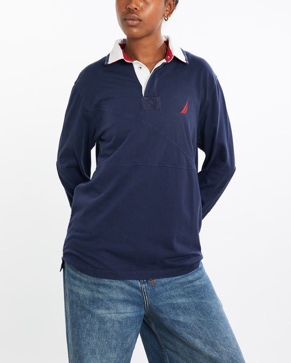 Nautica, Rugby, Shirt, The Real Deal, size medium, colour Navy, newtown, sydney, australia, thrift store, opshop, preloved, secondhand, sustainable, retro, antique, 70s, 80s, 90s, 2000s, 00s, fashion, clothing, streetwear, trendy, garment, style, boutique, store, shop, archive, sale, cheap, best, top, Shirts