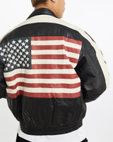 Vintage, 90s, U.S.A, Leather, Bomber, Jacket, The Real Deal, size extra large, colour Multicolour, newtown, sydney, australia, thrift store, opshop, preloved, secondhand, sustainable, retro, antique, 70s, 80s, 90s, 2000s, 00s, fashion, clothing, streetwear, trendy, garment, style, boutique, store, shop, archive, sale, cheap, best, top, Jackets