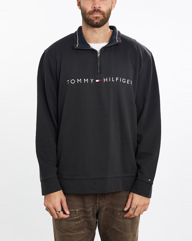 Vintage, Tommy, Hilfiger, Quarter, Zip, Sweatshirt, The Real Deal, size extra large, colour Navy, newtown, sydney, australia, thrift store, opshop, preloved, secondhand, sustainable, retro, antique, 70s, 80s, 90s, 2000s, 00s, fashion, clothing, streetwear, trendy, garment, style, boutique, store, shop, archive, sale, cheap, best, top, Sweats and hoodies