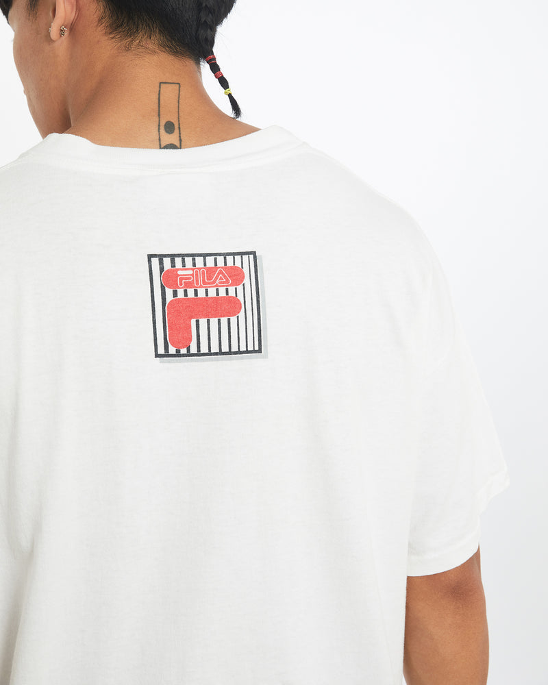 Vintage 90s Fila Tee <br>L , The Real Deal , newtown, sydney, australia, thrift store, opshop, preloved, secondhand, sustainable, retro, antique, 70s, 80s, 90s, 2000s, 00s, fashion, clothing, streetwear, trendy, garment, style, boutique, store, shop, archive, sale, cheap, best, top