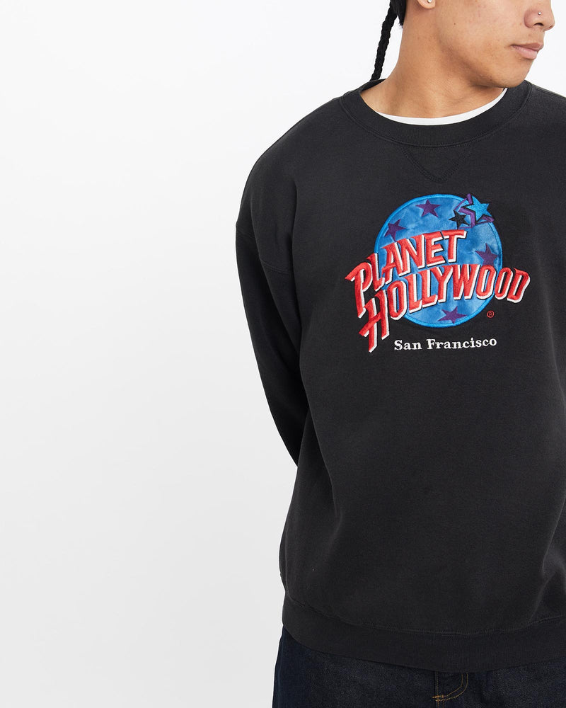 Vintage, 90s, Planet, Hollywood, Sweatshirt, The Real Deal, size large, colour Blue, newtown, sydney, australia, thrift store, opshop, preloved, secondhand, sustainable, retro, antique, 70s, 80s, 90s, 2000s, 00s, fashion, clothing, streetwear, trendy, garment, style, boutique, store, shop, archive, sale, cheap, best, top, Sweats and hoodies