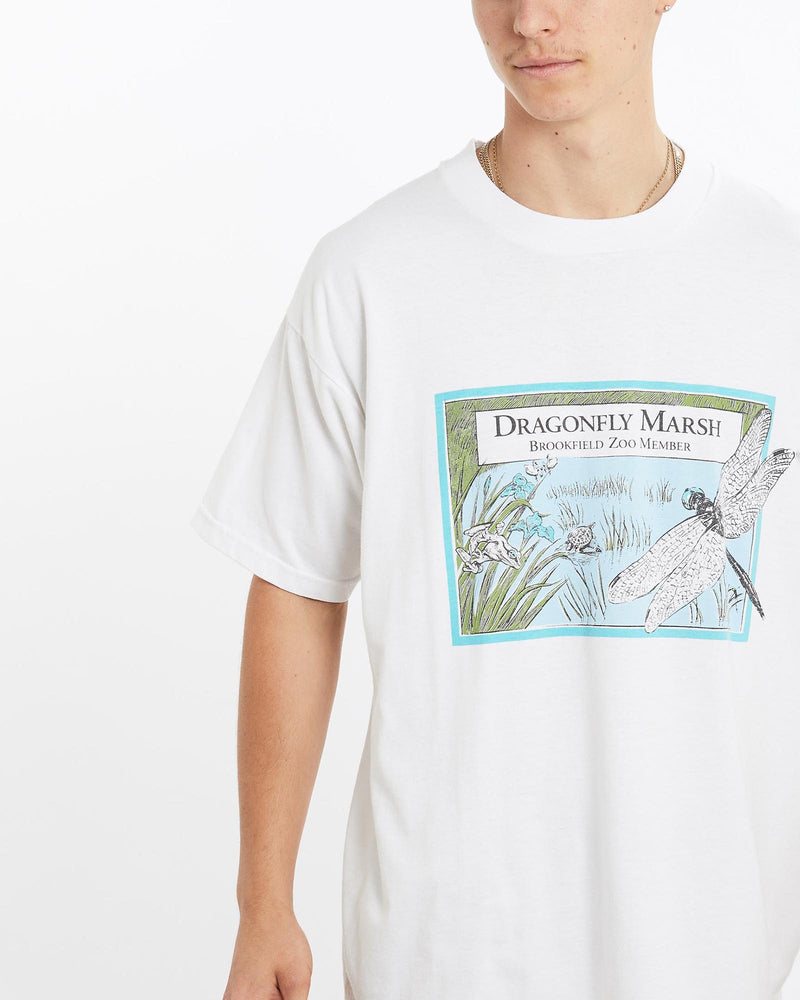 Vintage, Dragonfly, Marsh, Wildlife, Tee, The Real Deal, size large, colour White, newtown, sydney, australia, thrift store, opshop, preloved, secondhand, sustainable, retro, antique, 70s, 80s, 90s, 2000s, 00s, fashion, clothing, streetwear, trendy, garment, style, boutique, store, shop, archive, sale, cheap, best, top, T-Shirts