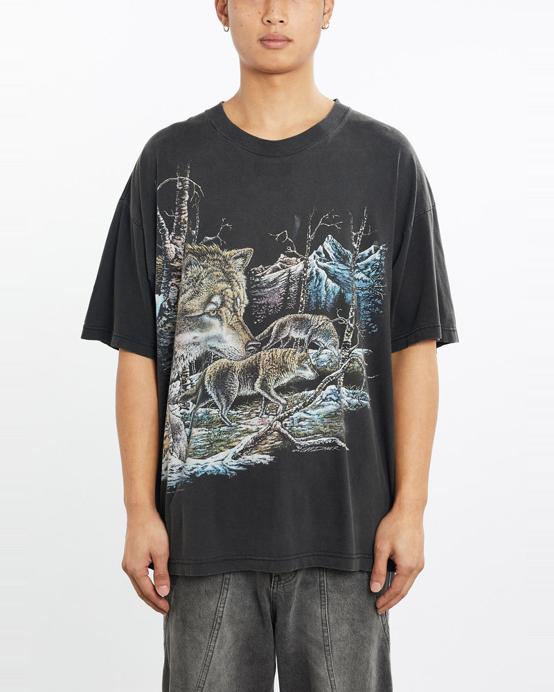 Vintage, 1995, Wolf, Wildlife, Tee, The Real Deal, size large, colour Black, newtown, sydney, australia, thrift store, opshop, preloved, secondhand, sustainable, retro, antique, 70s, 80s, 90s, 2000s, 00s, fashion, clothing, streetwear, trendy, garment, style, boutique, store, shop, archive, sale, cheap, best, top, T-Shirts