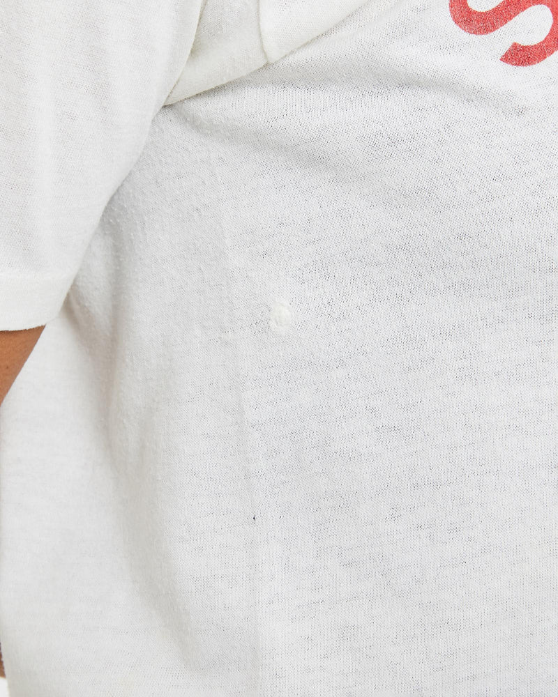 Vintage, 80s, Southside, Weight, Lifting, Hawks, Tee, The Real Deal, size double extra small, colour White, newtown, sydney, australia, thrift store, opshop, preloved, secondhand, sustainable, retro, antique, 70s, 80s, 90s, 2000s, 00s, fashion, clothing, streetwear, trendy, garment, style, boutique, store, shop, archive, sale, cheap, best, top, T-Shirts