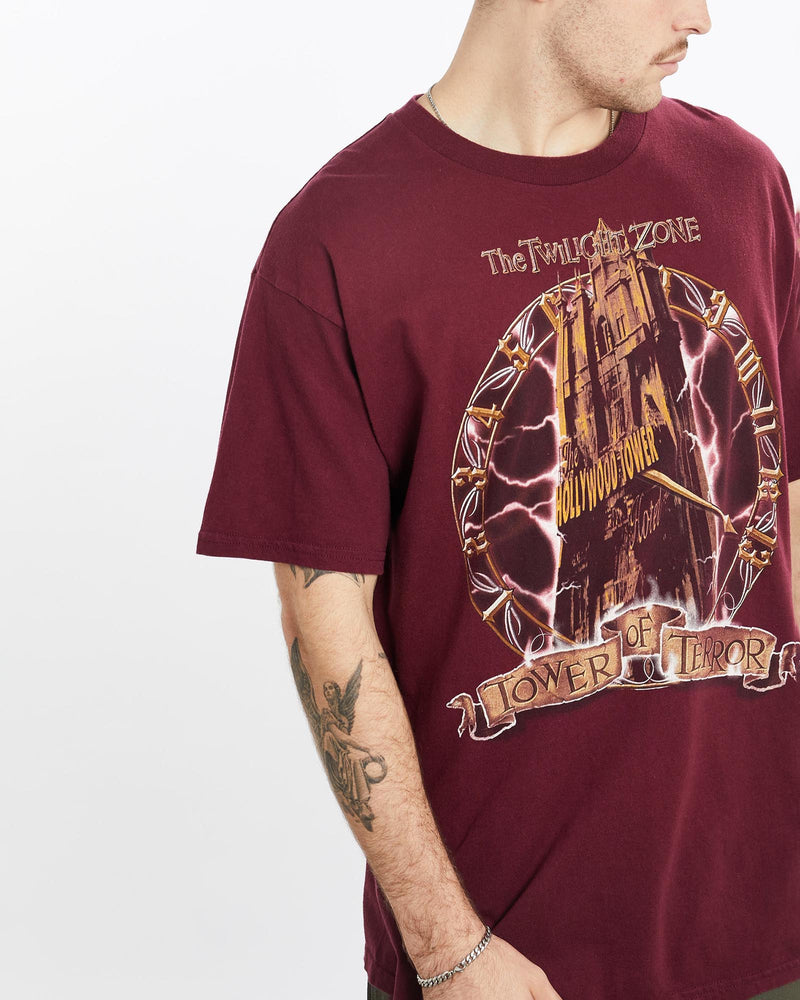 Vintage, 90s, Walt, Disney, World, Tower, Of, Terror, Tee, The Real Deal, size extra large, colour Burgundy, newtown, sydney, australia, thrift store, opshop, preloved, secondhand, sustainable, retro, antique, 70s, 80s, 90s, 2000s, 00s, fashion, clothing, streetwear, trendy, garment, style, boutique, store, shop, archive, sale, cheap, best, top, T-Shirts