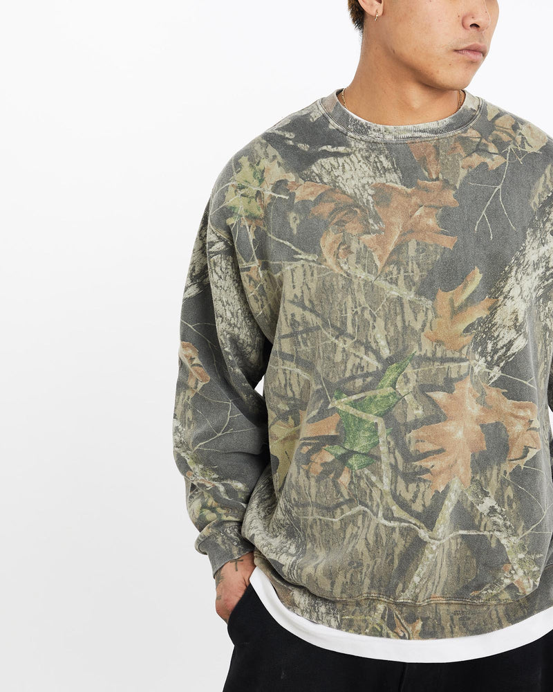 Vintage, 90s, Realtree, Camo, Sweatshirt, The Real Deal, size extra large, colour Brown, newtown, sydney, australia, thrift store, opshop, preloved, secondhand, sustainable, retro, antique, 70s, 80s, 90s, 2000s, 00s, fashion, clothing, streetwear, trendy, garment, style, boutique, store, shop, archive, sale, cheap, best, top, Sweats and hoodies