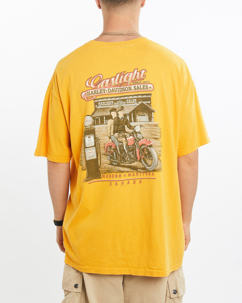 Vintage, Harley, Davidson, Tee, The Real Deal, size large, colour Yellow, newtown, sydney, australia, thrift store, opshop, preloved, secondhand, sustainable, retro, antique, 70s, 80s, 90s, 2000s, 00s, fashion, clothing, streetwear, trendy, garment, style, boutique, store, shop, archive, sale, cheap, best, top, T-Shirts