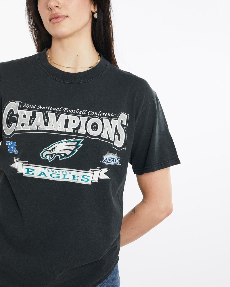 Vintage, NFL, Philadelphia, Eagles, Super, Bowl, Tee, The Real Deal, size medium, colour Black, newtown, sydney, australia, thrift store, opshop, preloved, secondhand, sustainable, retro, antique, 70s, 80s, 90s, 2000s, 00s, fashion, clothing, streetwear, trendy, garment, style, boutique, store, shop, archive, sale, cheap, best, top, T-Shirts