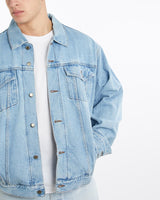 Vintage, 90s, Wrangler, Denim, Jacket, The Real Deal, size double extra large, colour Blue, newtown, sydney, australia, thrift store, opshop, preloved, secondhand, sustainable, retro, antique, 70s, 80s, 90s, 2000s, 00s, fashion, clothing, streetwear, trendy, garment, style, boutique, store, shop, archive, sale, cheap, best, top, Jackets