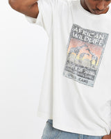 Vintage, 1994, Guess, Jeans, African, Wildlife, Tee, The Real Deal, size large, colour White, newtown, sydney, australia, thrift store, opshop, preloved, secondhand, sustainable, retro, antique, 70s, 80s, 90s, 2000s, 00s, fashion, clothing, streetwear, trendy, garment, style, boutique, store, shop, archive, sale, cheap, best, top, T-Shirts