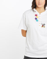 Vintage, 90s, Mickey, Mouse, Walt, Disney, World, Henley, Tee, The Real Deal, size medium, colour White, newtown, sydney, australia, thrift store, opshop, preloved, secondhand, sustainable, retro, antique, 70s, 80s, 90s, 2000s, 00s, fashion, clothing, streetwear, trendy, garment, style, boutique, store, shop, archive, sale, cheap, best, top, T-Shirts