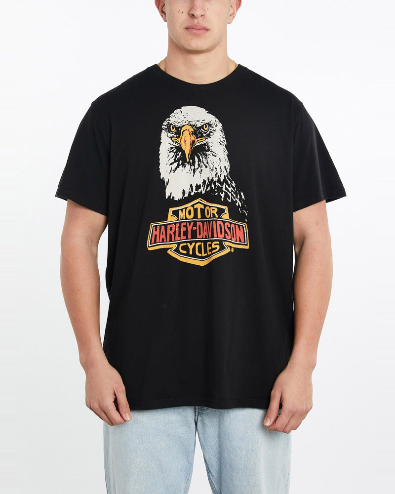 Harley, Davidson, Tee, The Real Deal, size double extra large, colour Black, newtown, sydney, australia, thrift store, opshop, preloved, secondhand, sustainable, retro, antique, 70s, 80s, 90s, 2000s, 00s, fashion, clothing, streetwear, trendy, garment, style, boutique, store, shop, archive, sale, cheap, best, top, T-Shirts