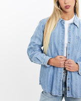 Vintage, 90s, Lee, Denim, Button, Up, Shirt, The Real Deal, size extra small, colour Blue, newtown, sydney, australia, thrift store, opshop, preloved, secondhand, sustainable, retro, antique, 70s, 80s, 90s, 2000s, 00s, fashion, clothing, streetwear, trendy, garment, style, boutique, store, shop, archive, sale, cheap, best, top, Shirts