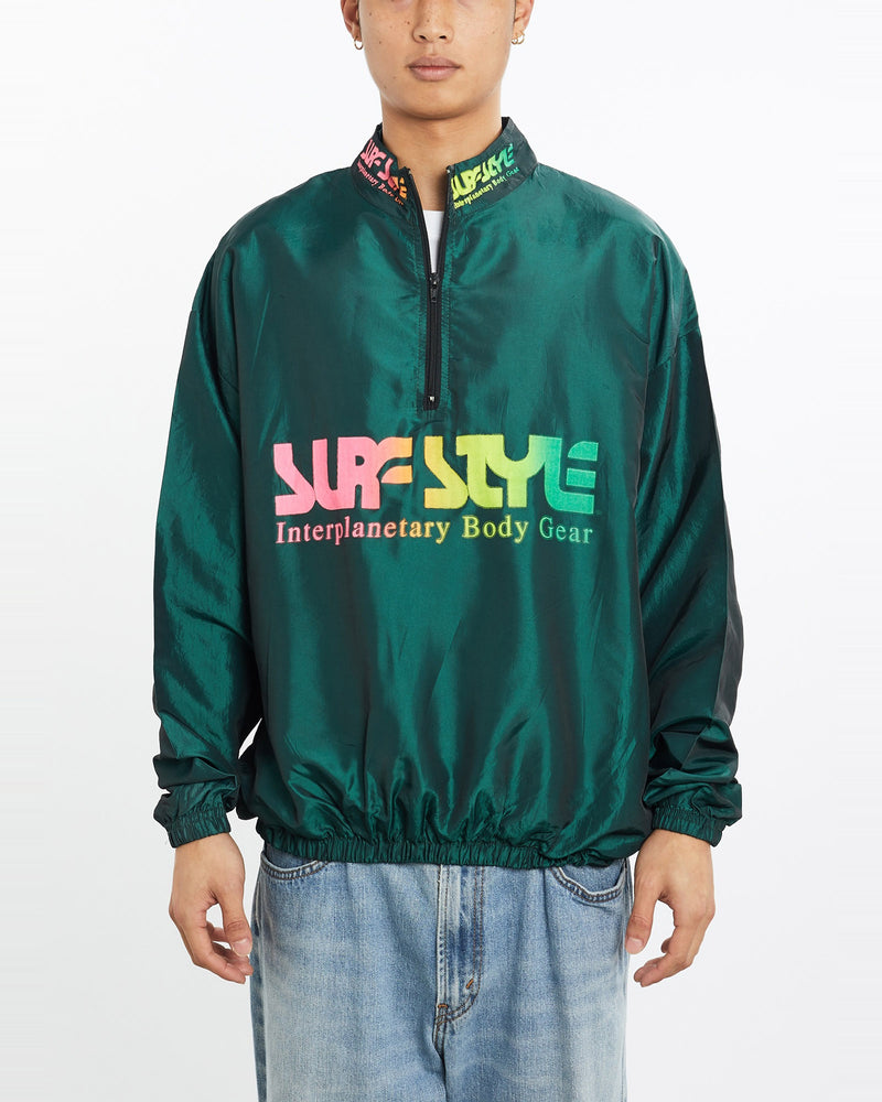 Vintage, 90s, Surf, Style, Windbreaker, Jacket, The Real Deal, size large, colour Green, newtown, sydney, australia, thrift store, opshop, preloved, secondhand, sustainable, retro, antique, 70s, 80s, 90s, 2000s, 00s, fashion, clothing, streetwear, trendy, garment, style, boutique, store, shop, archive, sale, cheap, best, top, Jackets