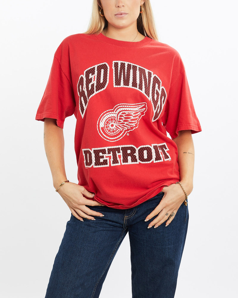 Vintage, 90s, NHL, Detroit, Red, Wings, Tee, The Real Deal, size medium, colour Red, newtown, sydney, australia, thrift store, opshop, preloved, secondhand, sustainable, retro, antique, 70s, 80s, 90s, 2000s, 00s, fashion, clothing, streetwear, trendy, garment, style, boutique, store, shop, archive, sale, cheap, best, top, T-Shirts