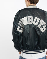 Vintage, 90s, NFL, Dallas, Cowboys, Satin, Bomber, Jacket, The Real Deal, size extra large, colour Navy, newtown, sydney, australia, thrift store, opshop, preloved, secondhand, sustainable, retro, antique, 70s, 80s, 90s, 2000s, 00s, fashion, clothing, streetwear, trendy, garment, style, boutique, store, shop, archive, sale, cheap, best, top, Jackets