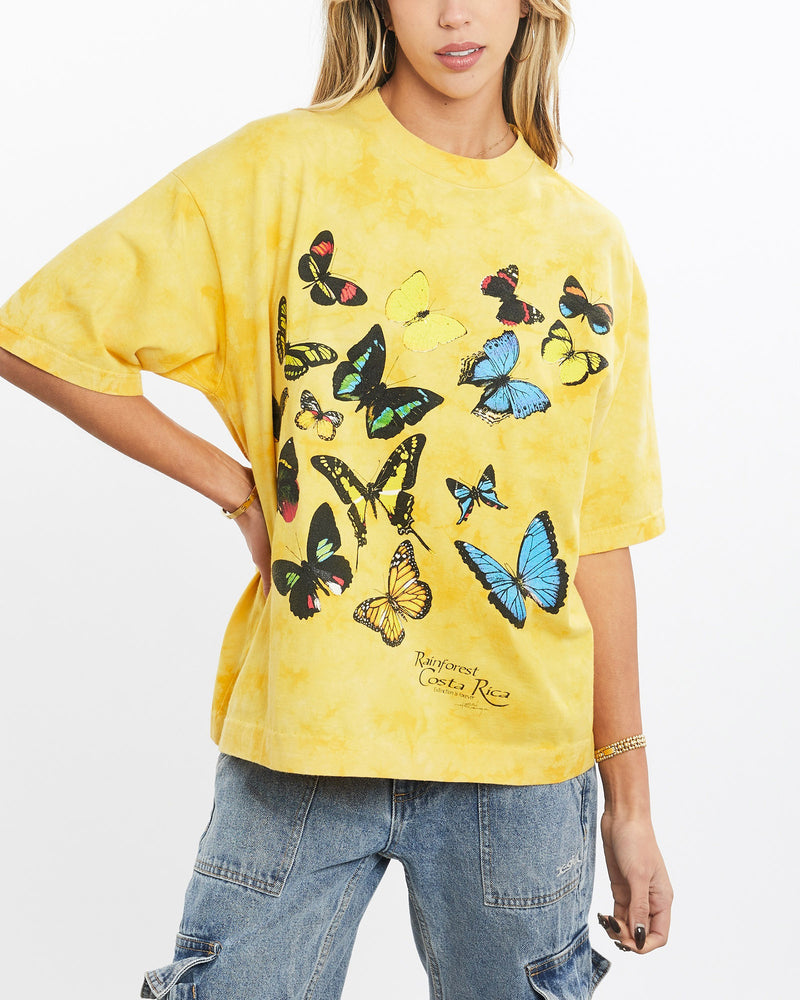 Vintage, 90s, Butterfly, Wildlife, Tie, Dye, Tee, The Real Deal, size small, colour Yellow, newtown, sydney, australia, thrift store, opshop, preloved, secondhand, sustainable, retro, antique, 70s, 80s, 90s, 2000s, 00s, fashion, clothing, streetwear, trendy, garment, style, boutique, store, shop, archive, sale, cheap, best, top, T-Shirts