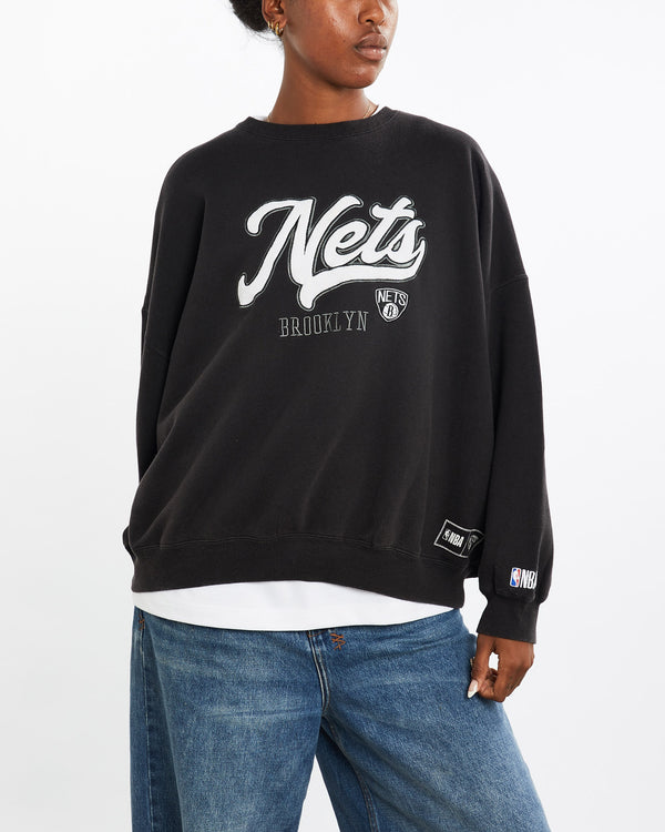 NBA, Brooklyn, Nets, Sweatshirt, The Real Deal, size medium, colour Black, newtown, sydney, australia, thrift store, opshop, preloved, secondhand, sustainable, retro, antique, 70s, 80s, 90s, 2000s, 00s, fashion, clothing, streetwear, trendy, garment, style, boutique, store, shop, archive, sale, cheap, best, top, Sweats and hoodies