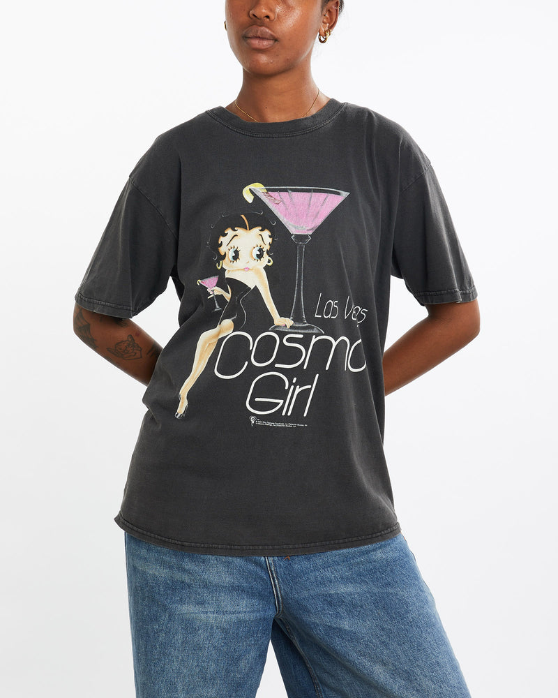 Vintage, Betty, Boop, Las, Vegas, Cartoon, Tee, The Real Deal, size medium, colour Black, newtown, sydney, australia, thrift store, opshop, preloved, secondhand, sustainable, retro, antique, 70s, 80s, 90s, 2000s, 00s, fashion, clothing, streetwear, trendy, garment, style, boutique, store, shop, archive, sale, cheap, best, top, T-Shirts