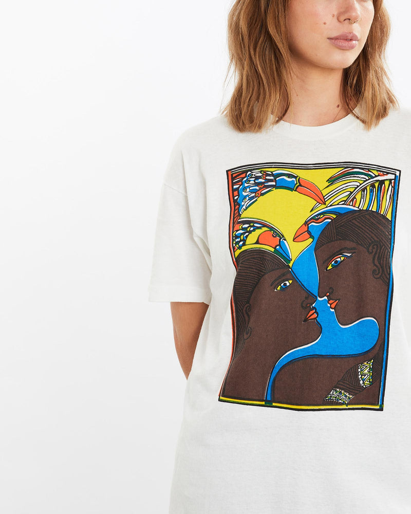 Vintage, 80s, Souvenir, Art, Tee, The Real Deal, size medium, colour White, newtown, sydney, australia, thrift store, opshop, preloved, secondhand, sustainable, retro, antique, 70s, 80s, 90s, 2000s, 00s, fashion, clothing, streetwear, trendy, garment, style, boutique, store, shop, archive, sale, cheap, best, top, T-Shirts