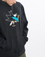 Vintage, Reebok, NHL, San, Jose, Sharks, Hooded, Sweatshirt, The Real Deal, size extra large, colour Black, newtown, sydney, australia, thrift store, opshop, preloved, secondhand, sustainable, retro, antique, 70s, 80s, 90s, 2000s, 00s, fashion, clothing, streetwear, trendy, garment, style, boutique, store, shop, archive, sale, cheap, best, top, Sweats and hoodies