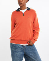 Vintage, Nautica, Quarter, Zip, Sweater, The Real Deal, size medium, colour Orange, newtown, sydney, australia, thrift store, opshop, preloved, secondhand, sustainable, retro, antique, 70s, 80s, 90s, 2000s, 00s, fashion, clothing, streetwear, trendy, garment, style, boutique, store, shop, archive, sale, cheap, best, top, Sweats and hoodies