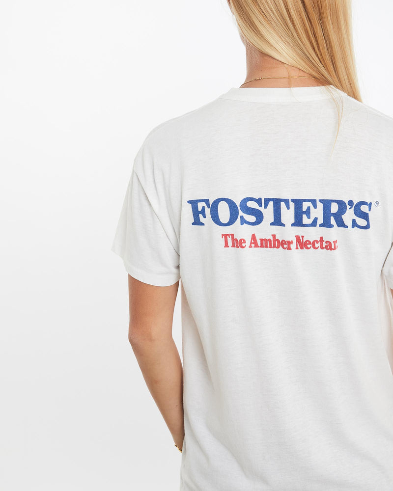 Vintage, 80s, Fosters, Beer, G'Day!', Tee, The Real Deal, size small, colour White, newtown, sydney, australia, thrift store, opshop, preloved, secondhand, sustainable, retro, antique, 70s, 80s, 90s, 2000s, 00s, fashion, clothing, streetwear, trendy, garment, style, boutique, store, shop, archive, sale, cheap, best, top, T-Shirts