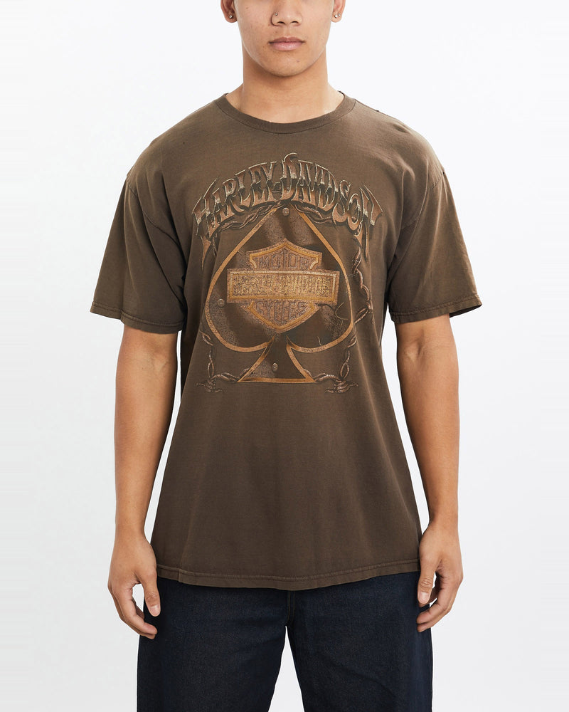 Vintage, Harley, Davidson, Tee, The Real Deal, size large, colour Brown, newtown, sydney, australia, thrift store, opshop, preloved, secondhand, sustainable, retro, antique, 70s, 80s, 90s, 2000s, 00s, fashion, clothing, streetwear, trendy, garment, style, boutique, store, shop, archive, sale, cheap, best, top, T-Shirts