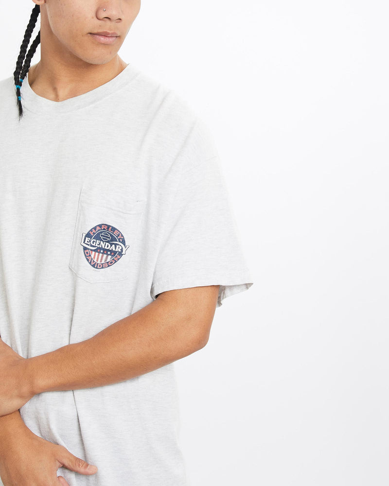 Vintage, Harley, Davidson, Tee, The Real Deal, size extra large, colour Grey, newtown, sydney, australia, thrift store, opshop, preloved, secondhand, sustainable, retro, antique, 70s, 80s, 90s, 2000s, 00s, fashion, clothing, streetwear, trendy, garment, style, boutique, store, shop, archive, sale, cheap, best, top, T-Shirts