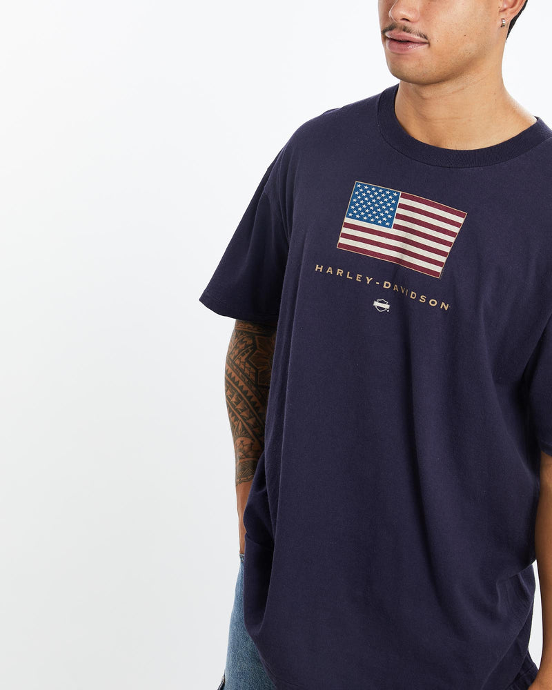 Vintage, 90s, Harley, Davidson, Tee, The Real Deal, size extra large, colour Blue, newtown, sydney, australia, thrift store, opshop, preloved, secondhand, sustainable, retro, antique, 70s, 80s, 90s, 2000s, 00s, fashion, clothing, streetwear, trendy, garment, style, boutique, store, shop, archive, sale, cheap, best, top, T-Shirts