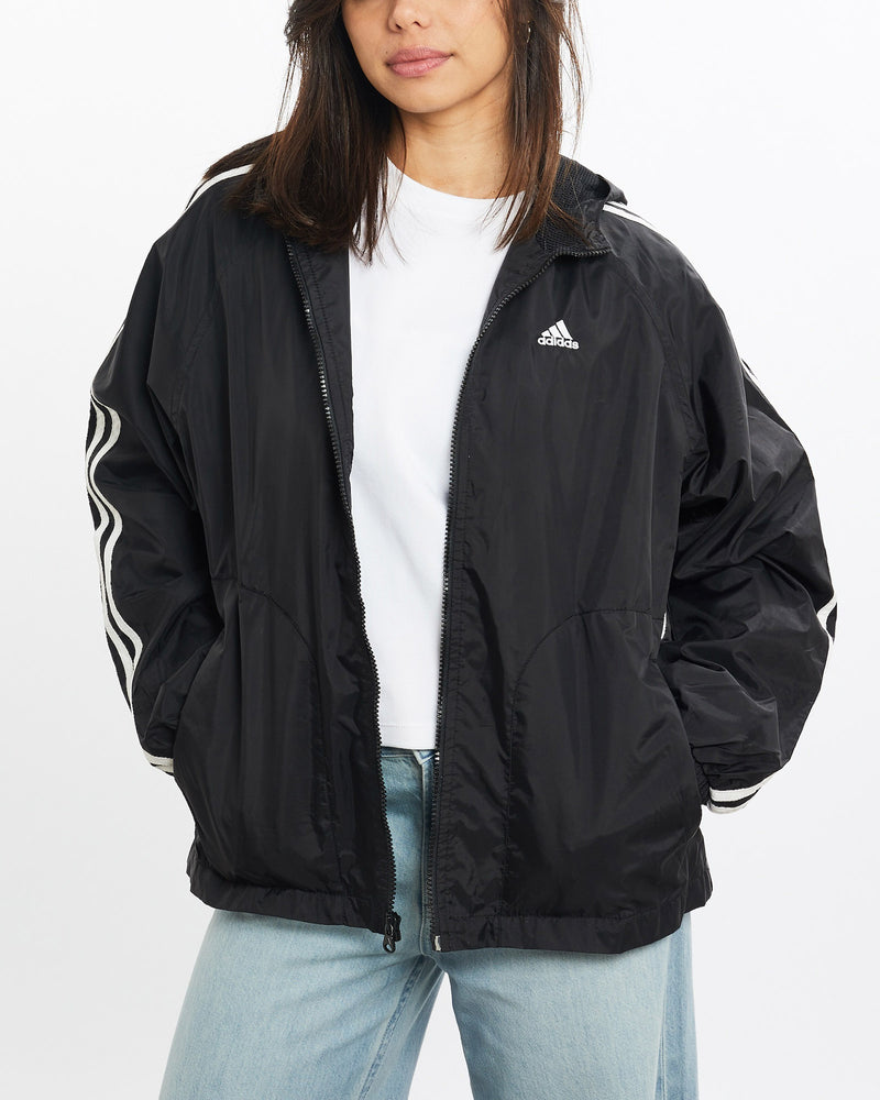 Vintage, 90s, Adidas, Windbreaker, Jacket, The Real Deal, size extra small, colour Black, newtown, sydney, australia, thrift store, opshop, preloved, secondhand, sustainable, retro, antique, 70s, 80s, 90s, 2000s, 00s, fashion, clothing, streetwear, trendy, garment, style, boutique, store, shop, archive, sale, cheap, best, top, Jackets