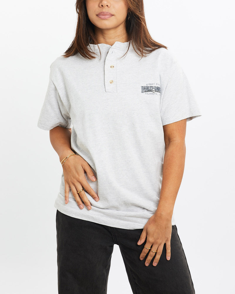 Vintage, 90s, Harley, Davidson, Henley, Tee, The Real Deal, size extra small, colour Navy, newtown, sydney, australia, thrift store, opshop, preloved, secondhand, sustainable, retro, antique, 70s, 80s, 90s, 2000s, 00s, fashion, clothing, streetwear, trendy, garment, style, boutique, store, shop, archive, sale, cheap, best, top, T-Shirts