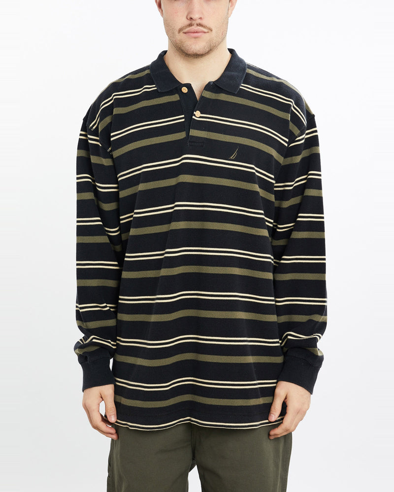 Vintage, Nautica, Long, Sleeve, Polo, Shirt, The Real Deal, size extra large, colour Multicolour, newtown, sydney, australia, thrift store, opshop, preloved, secondhand, sustainable, retro, antique, 70s, 80s, 90s, 2000s, 00s, fashion, clothing, streetwear, trendy, garment, style, boutique, store, shop, archive, sale, cheap, best, top, Shirts