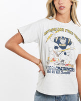 Vintage, 1994, NFL, San, Diego, Chargers, Tee, The Real Deal, size extra small, colour Grey, newtown, sydney, australia, thrift store, opshop, preloved, secondhand, sustainable, retro, antique, 70s, 80s, 90s, 2000s, 00s, fashion, clothing, streetwear, trendy, garment, style, boutique, store, shop, archive, sale, cheap, best, top, T-Shirts