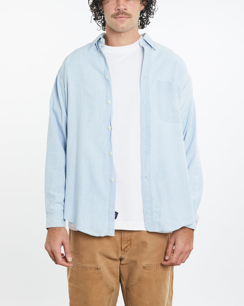 Vintage 90s Nautica Chambray Button Up Shirt <br>L , The Real Deal , newtown, sydney, australia, thrift store, opshop, preloved, secondhand, sustainable, retro, antique, 70s, 80s, 90s, 2000s, 00s, fashion, clothing, streetwear, trendy, garment, style, boutique, store, shop, archive, sale, cheap, best, top