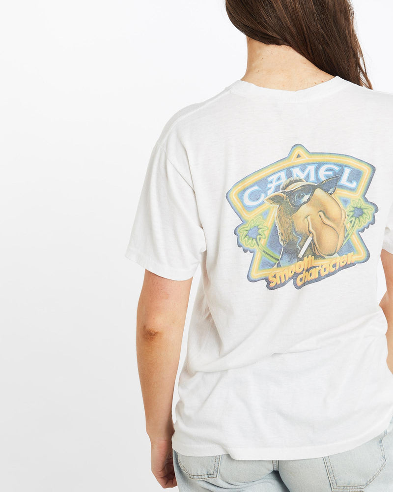 Vintage, 80s, Camel, Cigarettes, Tee, The Real Deal, size medium, colour White, newtown, sydney, australia, thrift store, opshop, preloved, secondhand, sustainable, retro, antique, 70s, 80s, 90s, 2000s, 00s, fashion, clothing, streetwear, trendy, garment, style, boutique, store, shop, archive, sale, cheap, best, top, T-Shirts