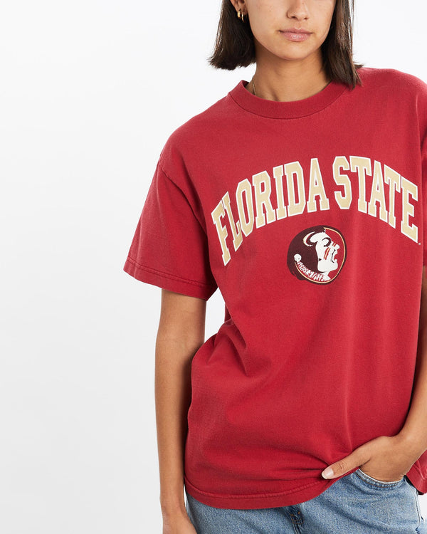 Vintage, 90s, NCAA, Florida, State, Seminoles, Tee, The Real Deal, size small, colour Red, newtown, sydney, australia, thrift store, opshop, preloved, secondhand, sustainable, retro, antique, 70s, 80s, 90s, 2000s, 00s, fashion, clothing, streetwear, trendy, garment, style, boutique, store, shop, archive, sale, cheap, best, top, T-Shirts