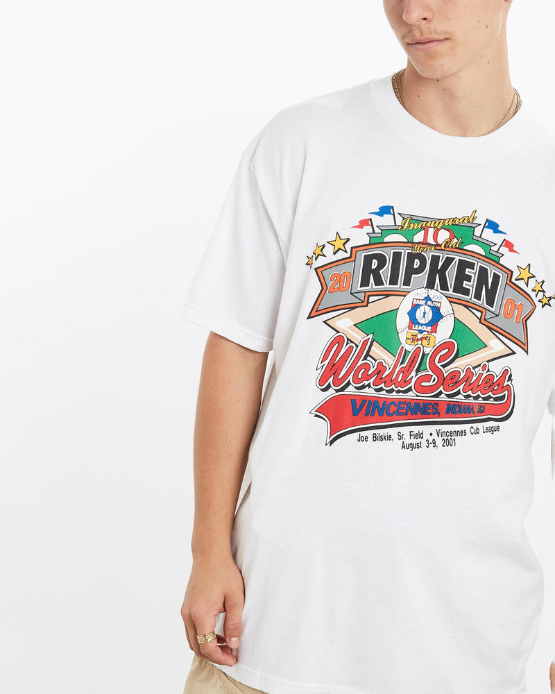 Vintage, World, Series, Baseball, Tee, The Real Deal, size large, colour White, newtown, sydney, australia, thrift store, opshop, preloved, secondhand, sustainable, retro, antique, 70s, 80s, 90s, 2000s, 00s, fashion, clothing, streetwear, trendy, garment, style, boutique, store, shop, archive, sale, cheap, best, top, T-Shirts