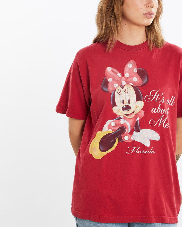 Vintage, Disney, Minnie, Mouse, Tee, The Real Deal, size medium, colour Burgundy, newtown, sydney, australia, thrift store, opshop, preloved, secondhand, sustainable, retro, antique, 70s, 80s, 90s, 2000s, 00s, fashion, clothing, streetwear, trendy, garment, style, boutique, store, shop, archive, sale, cheap, best, top, T-Shirts